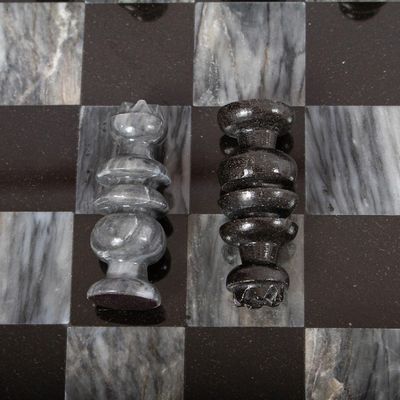 Alternate image for Handcrafted Mexican Marble Chess Set Game Check in Gray