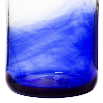 Alternate image for Handcrafted Carafe and Glass Set Pair Blue Wave