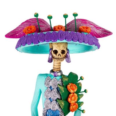 Alternate image for Mexican Catrina Sculpture Handmade from Ceramic La Catrina Gabriella