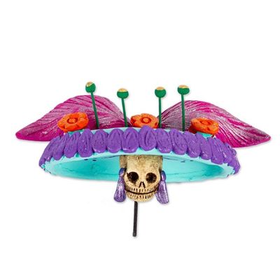 Alternate image for Mexican Catrina Sculpture Handmade from Ceramic La Catrina Gabriella