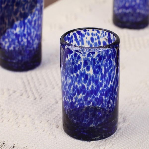 Alternate image for Unique Handblown Glass Water Tumblers Drinkware Set of 6 Marine