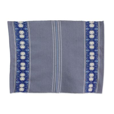 Alternate image for Cotton Table Linen Set 4 in Graphite from Guatemala Striped Paths in Graphite