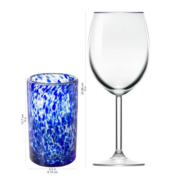 Alternate image for Unique Handblown Glass Water Tumblers Drinkware Set of 6 Marine