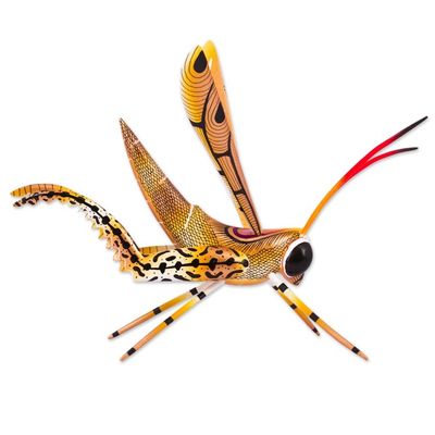 Alternate image for Cricket Copal Alebrije Wood Sculpture from Mexico Golden Cricket