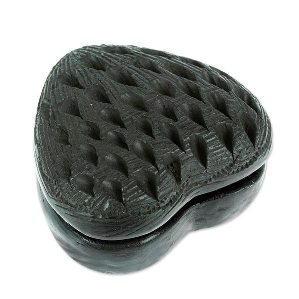 Alternate image for Barro Negro Black Ceramic Mini Jewelry Box Crafted in Mexico Heart Drops