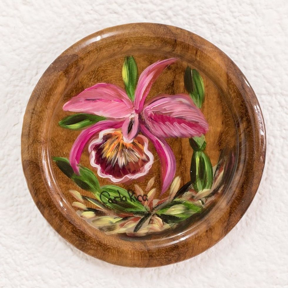 Floral Hand-Painted Decorative Plate 'Costa Rican Orchid'