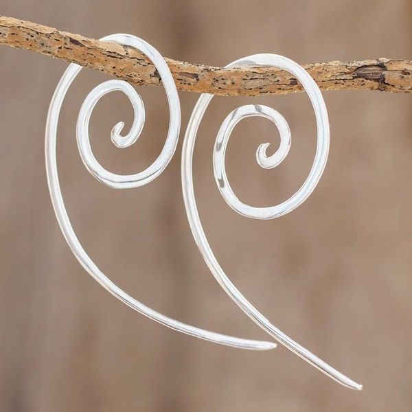 Alternate image for Spiral-Shaped Sterling Silver Half-Hoop Earrings Aura Spirals