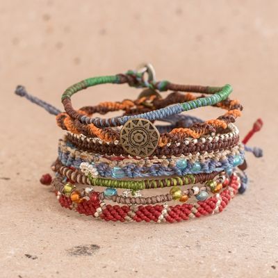 Alternate image for Colorful Glass Beaded Macrame Bracelets Set of 7 Histories