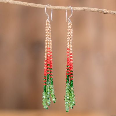 Alternate image for Crystal and Glass Beaded Dangle Earrings with Silver Hooks Christmas Elegance