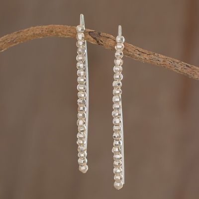Alternate image for Fine Silver Beaded Drop Earrings from Guatemala Rain of Light