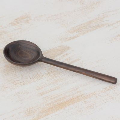 Alternate image for Handcrafted Dark Brown Cericote Wood Serving Spoon Dinner in Peten