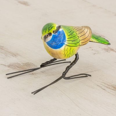 Alternate image for Handcrafted Blue-Throated Hummingbird Ceramic Figurine Blue-Throated Hummingbird