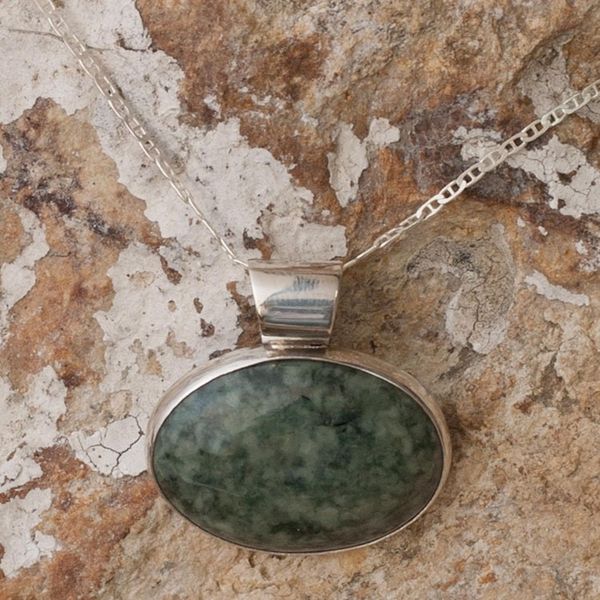 Alternate image for Hand Crafted Sterling Silver Jade Pendant Necklace Maya Virtues