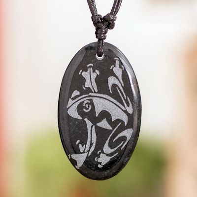 Alternate image for Feng Shui Frog Theme Unisex Adjustable Jade Pendant Necklace Wealth Frog