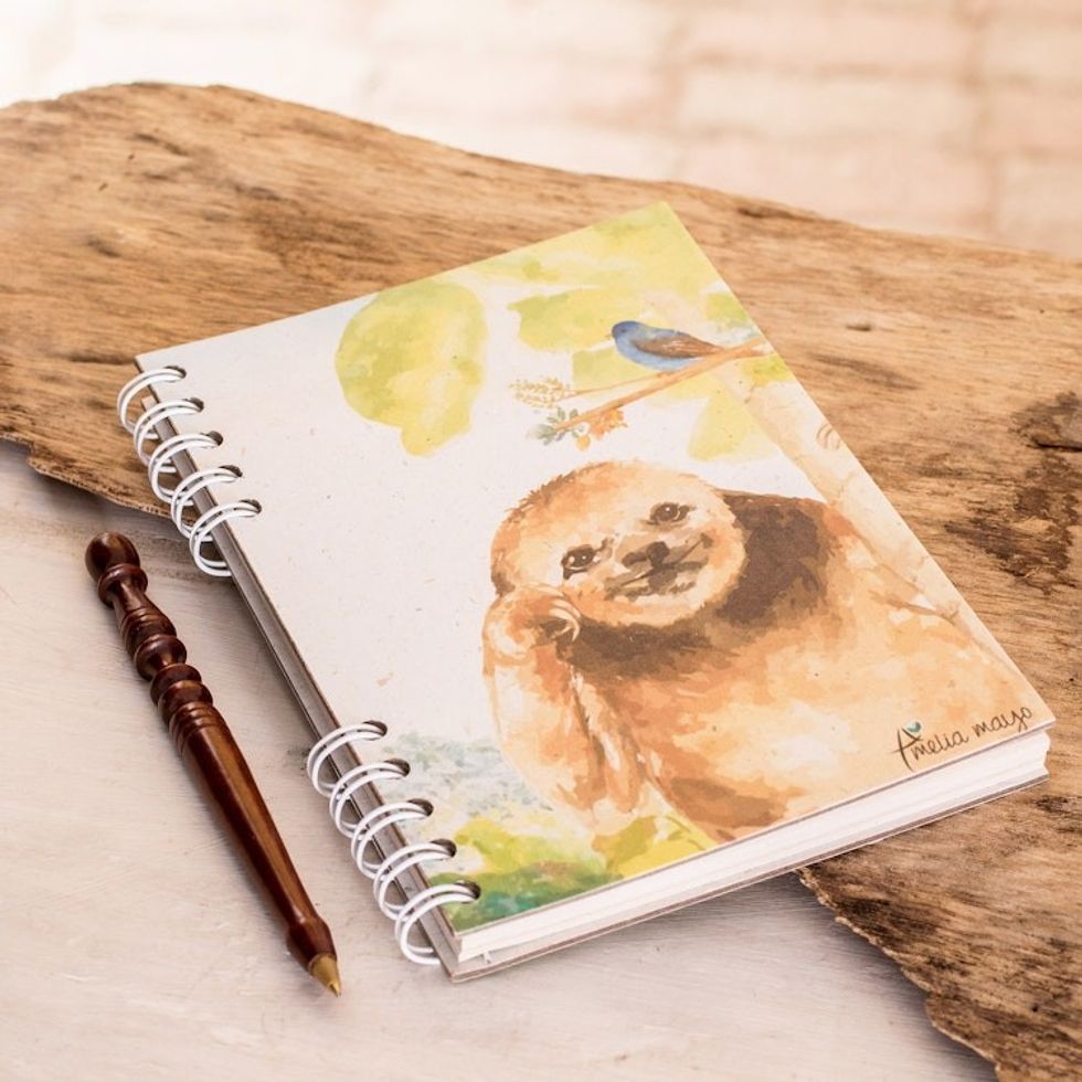 Signed Sloth-Themed Paper Journal from Costa Rica 'Sloth'