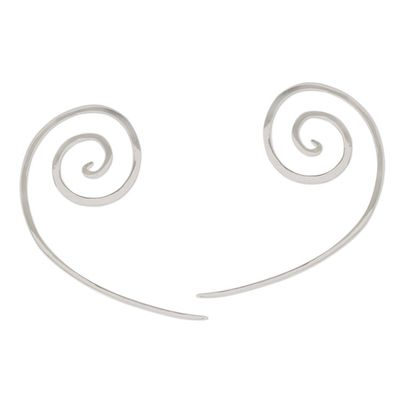 Alternate image for Spiral-Shaped Sterling Silver Half-Hoop Earrings Aura Spirals