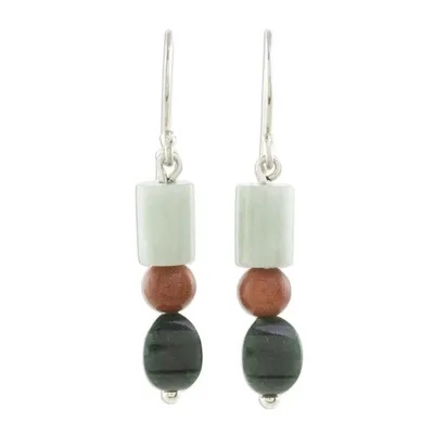 Alternate image for Jade and Aventurine Dangle Earrings from Guatemala Earthen Fruits