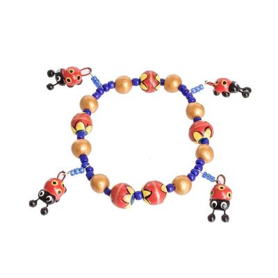 Alternate image for Handcrafted Ceramic Beaded Stretch Bracelet with Ladybugs Cheerful Ladybugs