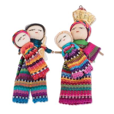 Alternate image for Handmade Cotton Worry Dolls from Guatemala Pair Two Mothers