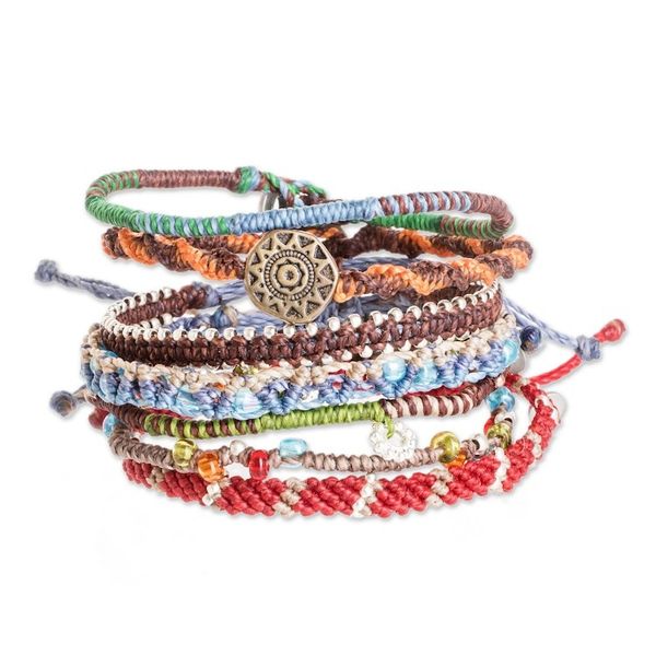 Alternate image for Colorful Glass Beaded Macrame Bracelets Set of 7 Histories