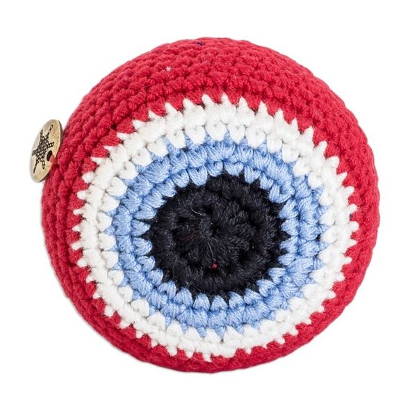Alternate image for Handcrafted Knit Cotton Hacky Sack in Scarlet Hues Scarlet Shield