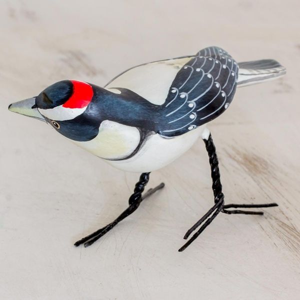 Alternate image for Hand Sculpted Ceramic Lesser Spotted Woodpecker Figurine Lesser Spotted Woodpecker