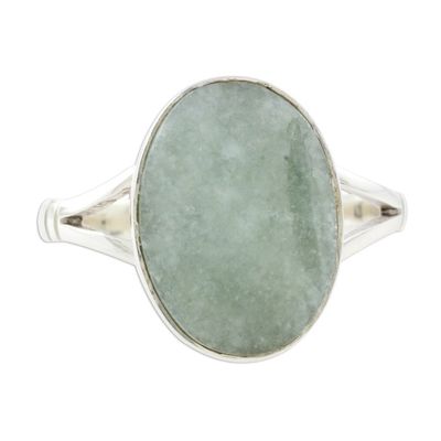 Alternate image for Handcrafted Faceted Jade Oval Sterling Silver Cocktail Ring Facet Fixation
