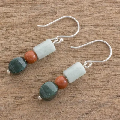 Alternate image for Jade and Aventurine Dangle Earrings from Guatemala Earthen Fruits