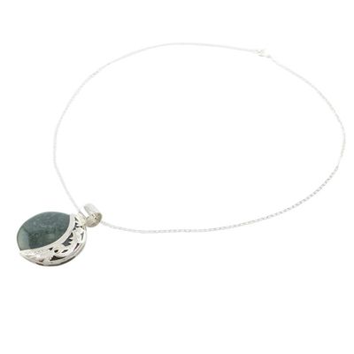 Alternate image for Eclipse Green Jade and Sterling Silver Pendant Necklace Green Quetzal Eclipse