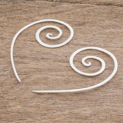 Alternate image for Spiral-Shaped Sterling Silver Half-Hoop Earrings Aura Spirals