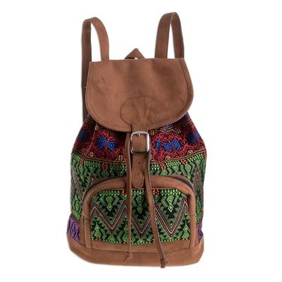 Alternate image for Vibrant Handwoven Cotton Backpack from Guatemala Multicolored Brilliance
