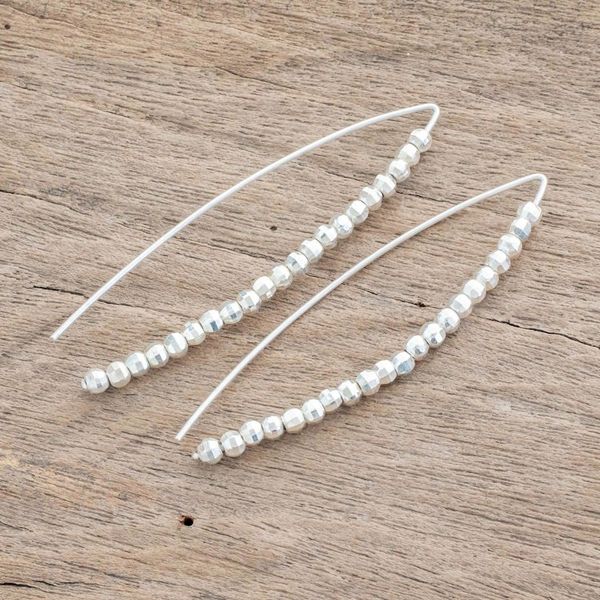 Alternate image for Fine Silver Beaded Drop Earrings from Guatemala Rain of Light