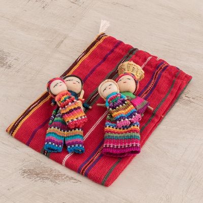 Alternate image for Handmade Cotton Worry Dolls from Guatemala Pair Two Mothers