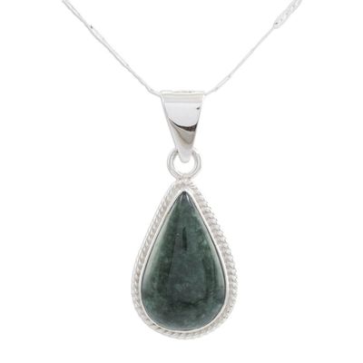 Alternate image for  Handmade Guatemalan Jade Pendant Necklace Dark Green Sacred Quetzal