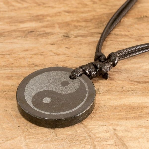 Alternate image for Jade Yin Yang on Black Cotton Necklace Crafted by Hand Yin Yang