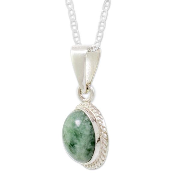 Alternate image for Round Jade and 925 Silver Pendant Necklace from Guatemala Mixco Moon