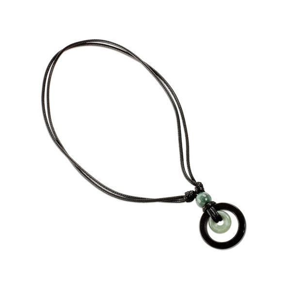 Alternate image for Circular Natural Jade Pendant Necklace from Guatemala Ring of Peace