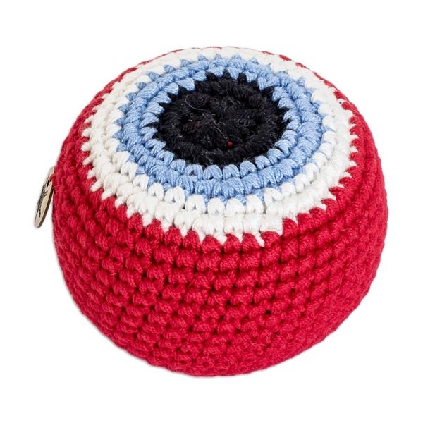 Alternate image for Handcrafted Knit Cotton Hacky Sack in Scarlet Hues Scarlet Shield