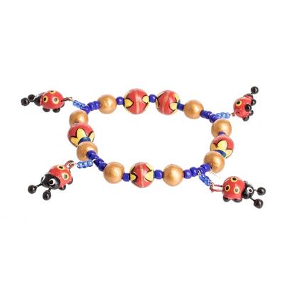 Alternate image for Handcrafted Ceramic Beaded Stretch Bracelet with Ladybugs Cheerful Ladybugs