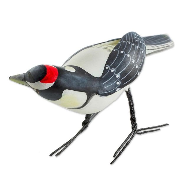 Alternate image for Hand Sculpted Ceramic Lesser Spotted Woodpecker Figurine Lesser Spotted Woodpecker