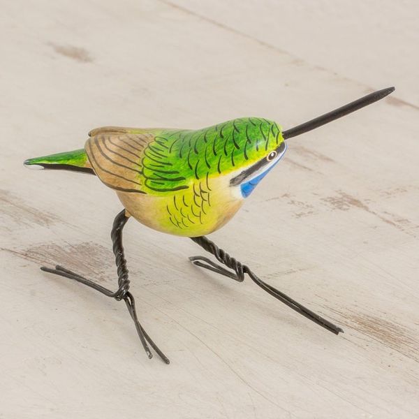 Alternate image for Handcrafted Blue-Throated Hummingbird Ceramic Figurine Blue-Throated Hummingbird