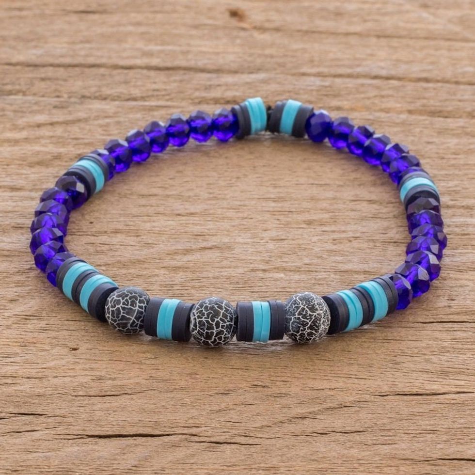 Handmade Unisex Beaded Bracelet 'Bold Frontier'