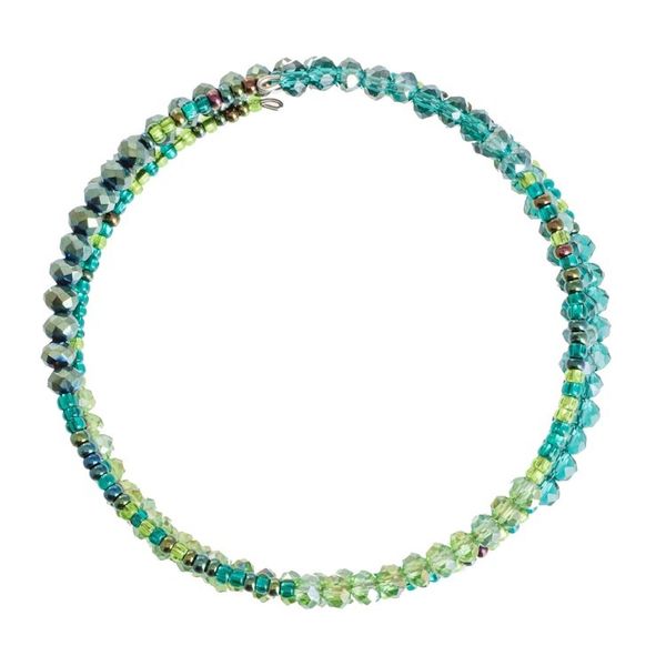 Alternate image for Glass and Crystal Beaded Wrap Bracelet in Green Ocean Siren