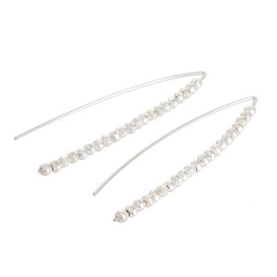 Alternate image for Fine Silver Beaded Drop Earrings from Guatemala Rain of Light