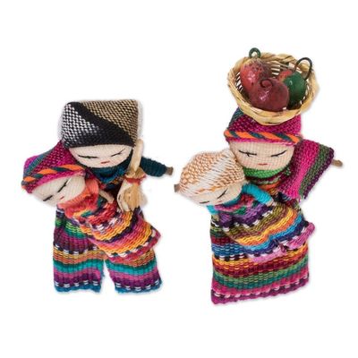 Alternate image for Handmade Cotton Worry Dolls from Guatemala Pair Two Mothers