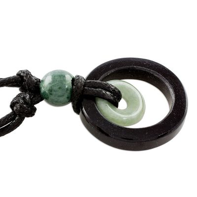 Alternate image for Circular Natural Jade Pendant Necklace from Guatemala Ring of Peace