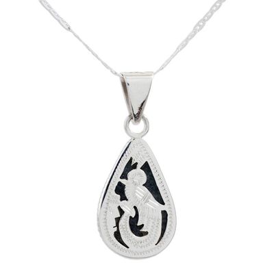 Alternate image for  Handmade Guatemalan Jade Pendant Necklace Dark Green Sacred Quetzal