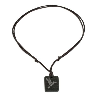 Alternate image for Dark Green Jade Hummingbird Pendant Necklace from Guatemala Gliding Hummingbird