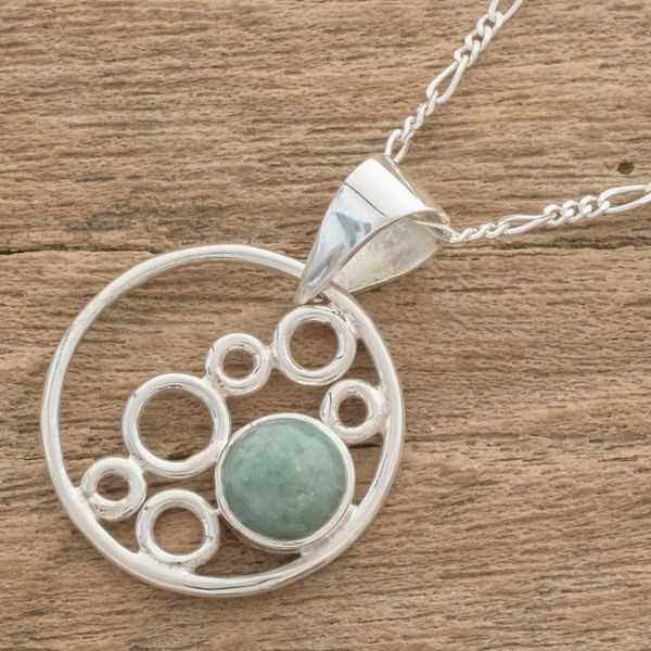Alternate image for Circle Motif Jade Pendant Necklace from Guatemala Form and Color