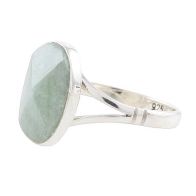 Alternate image for Handcrafted Faceted Jade Oval Sterling Silver Cocktail Ring Facet Fixation
